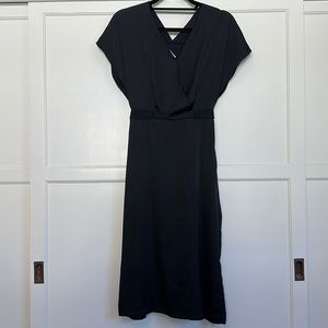 Creatures of Comfort, Black Midi Dress with elastic belt, Small